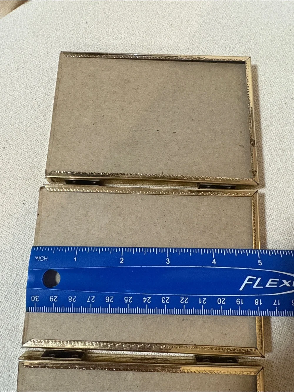 Set of Woven Rattan & 3 window gold Photo Frame
